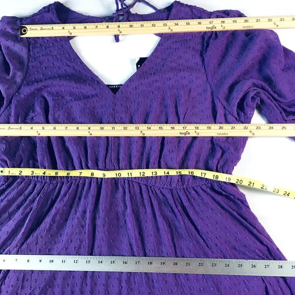 New Torrid Purple Clip Dot Chiffon Midi Dress Women's 2X /18-20 Plus Whimsygoth - Picture 10 of 15
